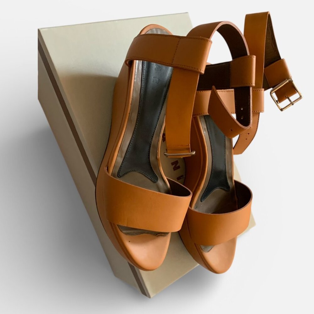 Marni Strappy Sandal, Camel color, Size 39 - Picture 8 of 9
